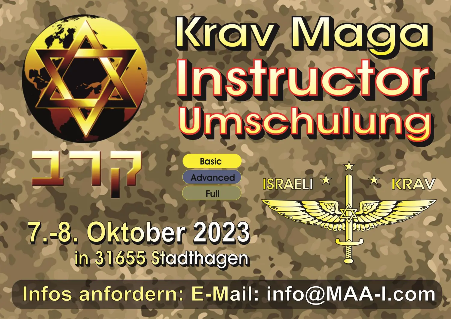 I-F-B-U Flugblatt, KRAV MAGA INSTRUCTOR UMSCHULUNG